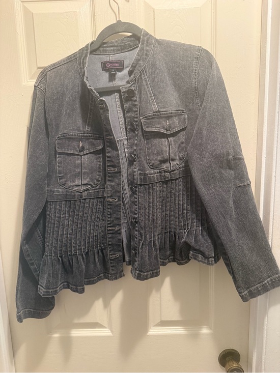 Christian Siriano Jackets & Blazers - Christian Siriano Washed Black Denim Peplum Jacket